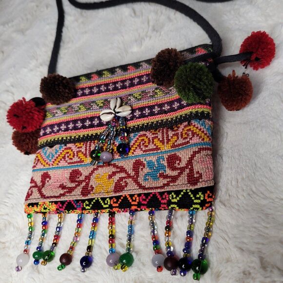 Unbranded Mini Beaded Shoulder Bag Boho Crossbody Purse Tassel - Picture 3 of 9